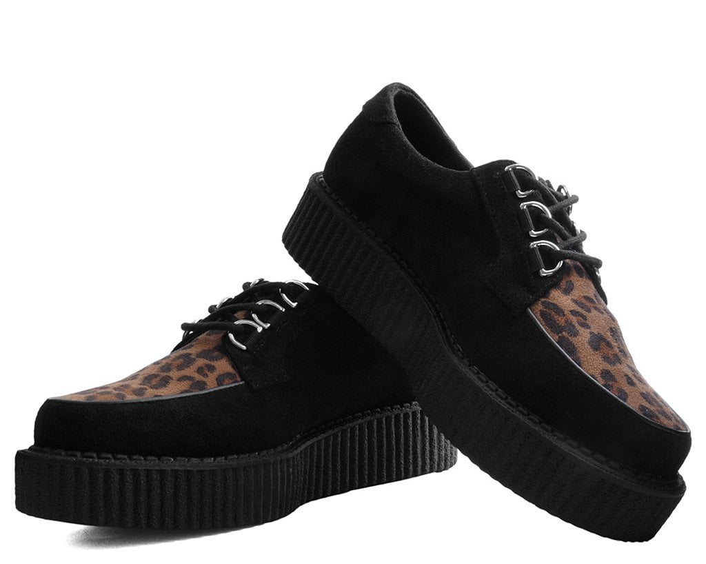 T2263 Black & Leopard Anarchic Creeper - T.U.K. Shoes