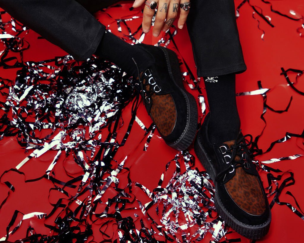 T2263 Black & Leopard Anarchic Creeper - T.U.K. Shoes