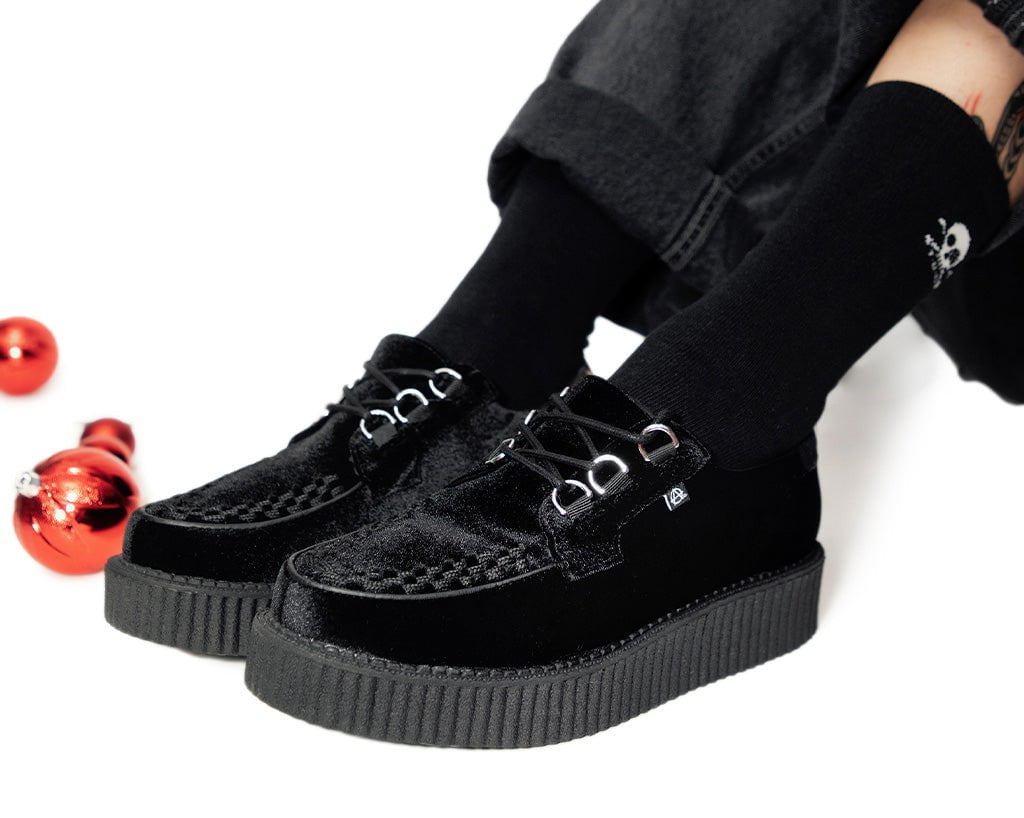 T2280 Black Velvet Anarchic Creeper - T.U.K. Shoes