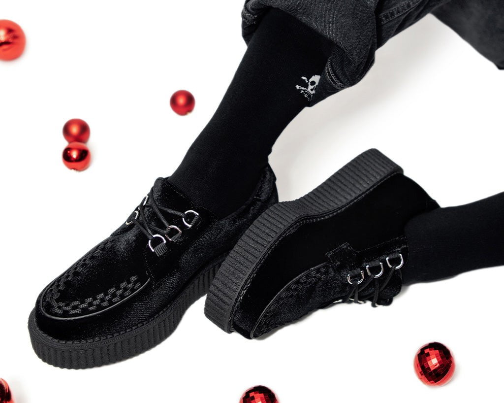 T2280 Black Velvet Anarchic Creeper - T.U.K. Shoes