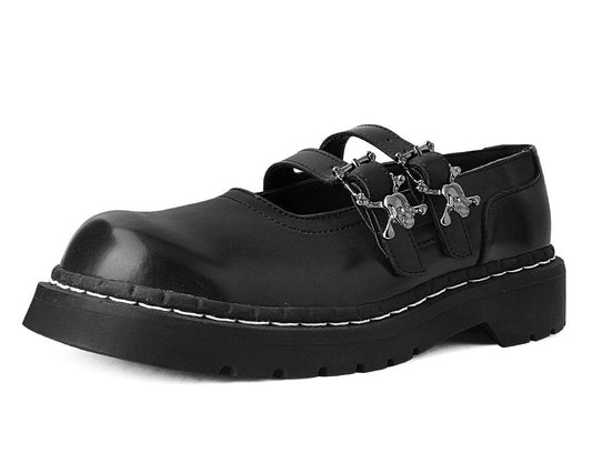 T2307 Black TUKskin™ 2-Skull Buckle Mary Jane - T.U.K. Shoes