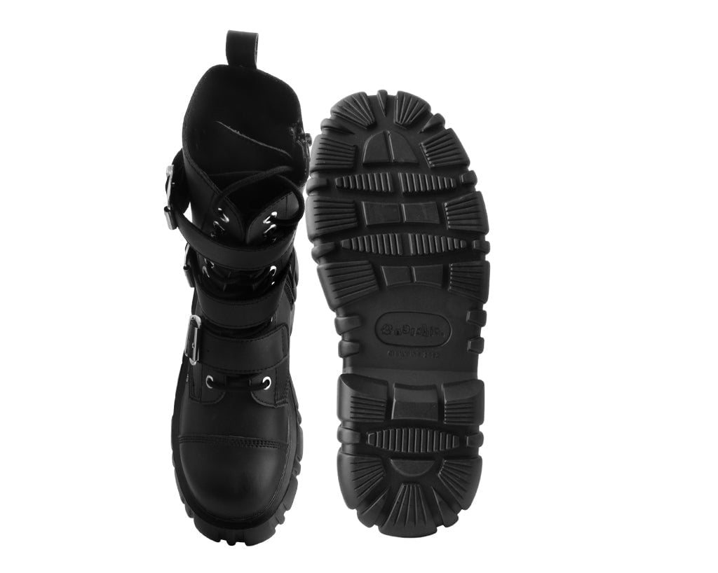 T2323 Black TUKskin™ 3-Buckle Anarchic Airship Boot - T.U.K. Shoes