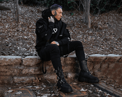 T2323 Black TUKskin™ 3-Buckle Anarchic Airship Boot - T.U.K. Shoes