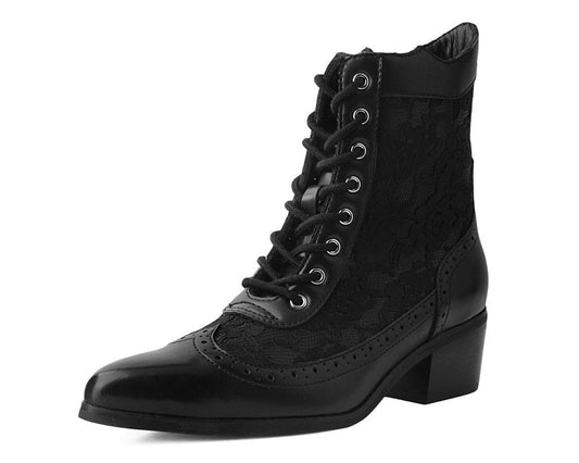 T2300L Black Victorian Anarchic Pointed Boot - T.U.K. Shoes