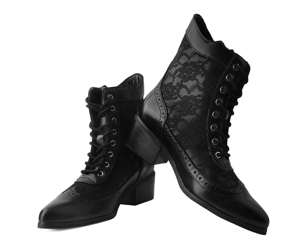 T2300L Black Victorian Anarchic Pointed Boot - T.U.K. Shoes