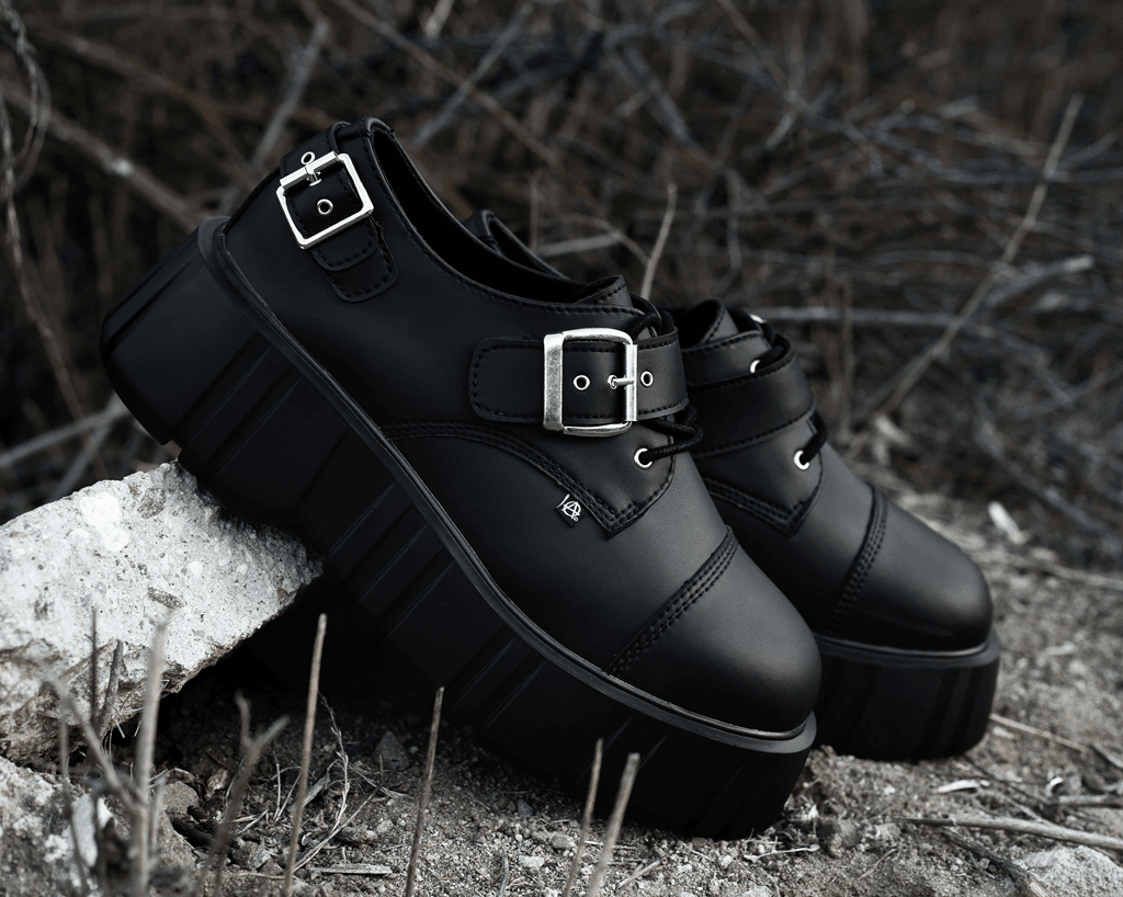 T2324 Black TUKskin™ 2-Buckle Anarchic Airship Gibson - T.U.K. Shoes