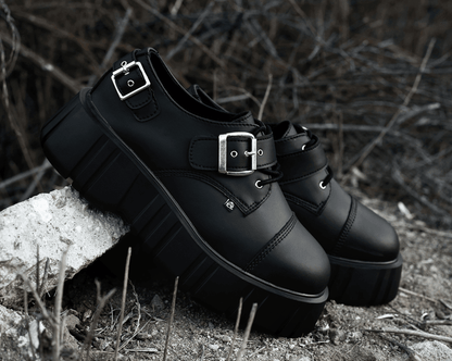 T2324 Black TUKskin™ 2-Buckle Anarchic Airship Gibson - T.U.K. Shoes