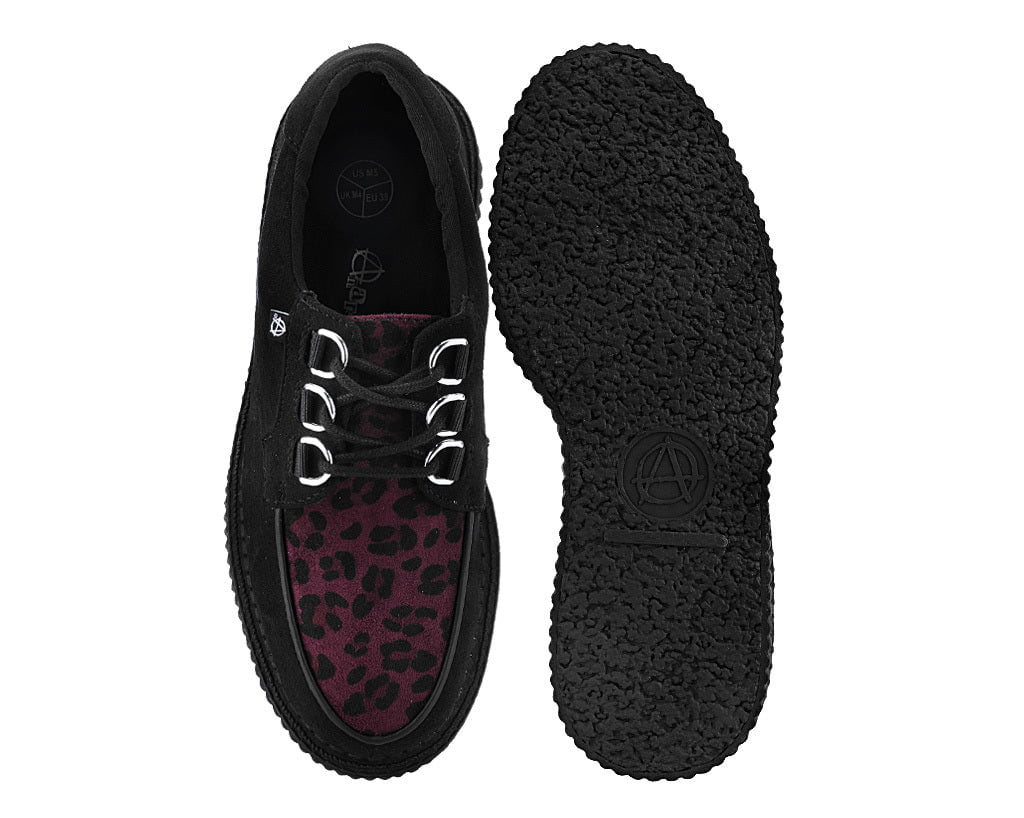 T2369 Black & Burgundy Leopard Anarchic Creeper - T.U.K. Shoes