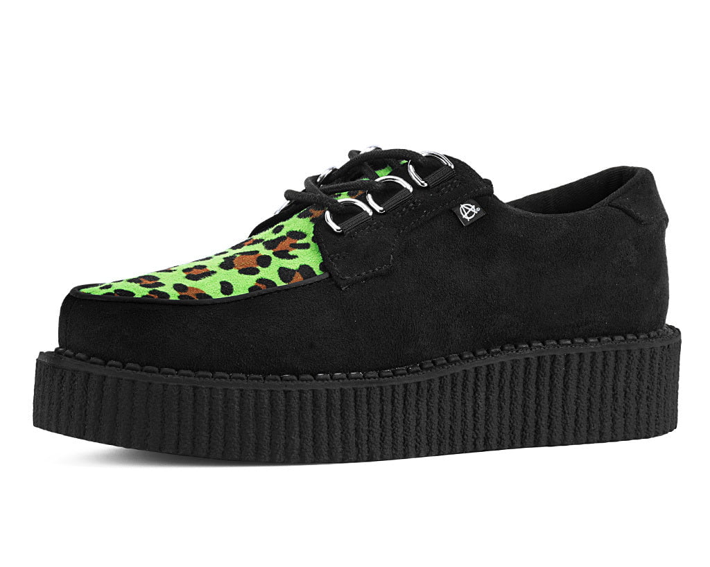 T2370 Black & Green Leopard Anarchic Creeper - T.U.K. Shoes