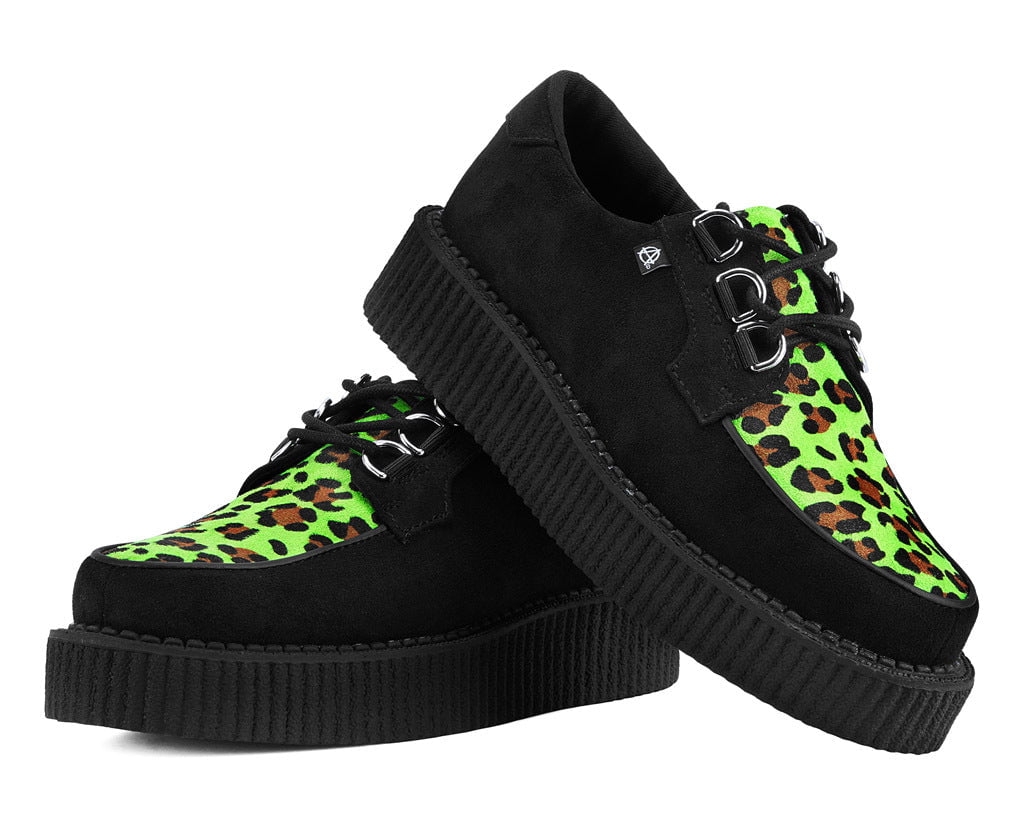 T2370 Black & Green Leopard Anarchic Creeper - T.U.K. Shoes