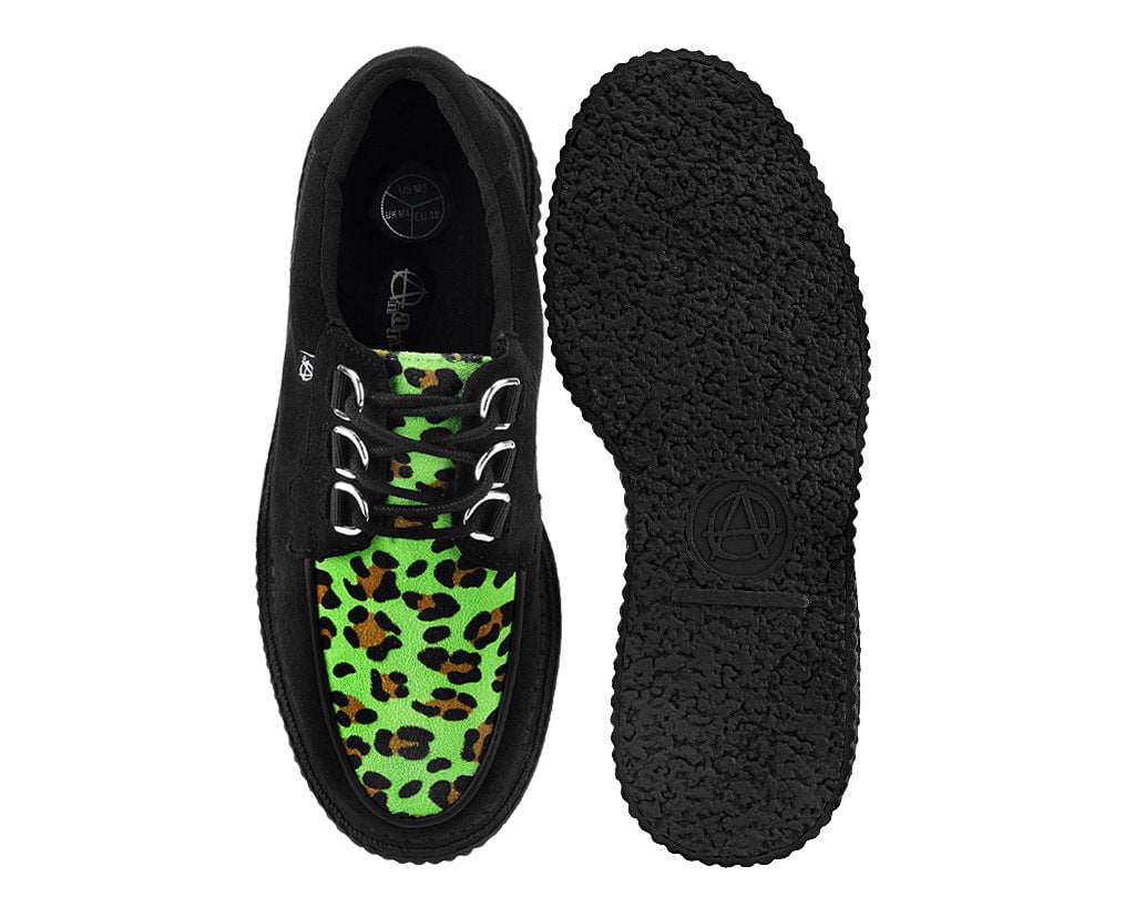 T2370 Black & Green Leopard Anarchic Creeper - T.U.K. Shoes