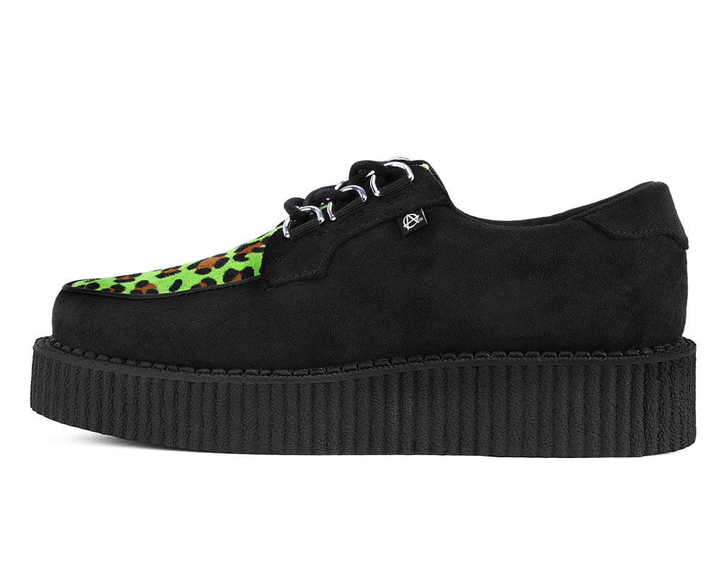 T2370 Black & Green Leopard Anarchic Creeper - T.U.K. Shoes