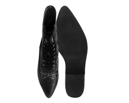 T2312L Black Victorian 8-Eye Spiderweb Pointed Anarchic Heel - T.U.K. Shoes