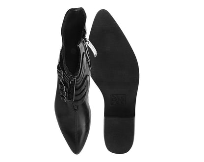 T2301L Black Victorian Anarchic 6-Buckle Pointed Boot - T.U.K. Shoes