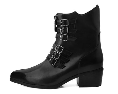 T2301L Black Victorian Anarchic 6-Buckle Pointed Boot - T.U.K. Shoes