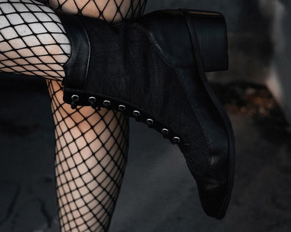 A3310L Black Victorian Mesh Spiderweb Boot - T.U.K. Shoes