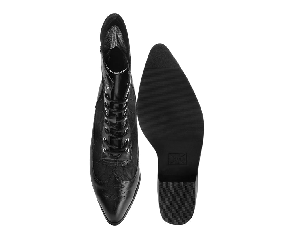 A3310L Black Victorian Mesh Spiderweb Boot - T.U.K. Shoes