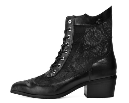 A3310L Black Victorian Mesh Spiderweb Boot - T.U.K. Shoes