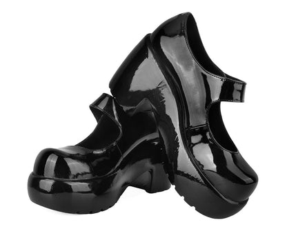 A3218L Black Liquid Bubble Mary Jane Platform - T.U.K. Shoes