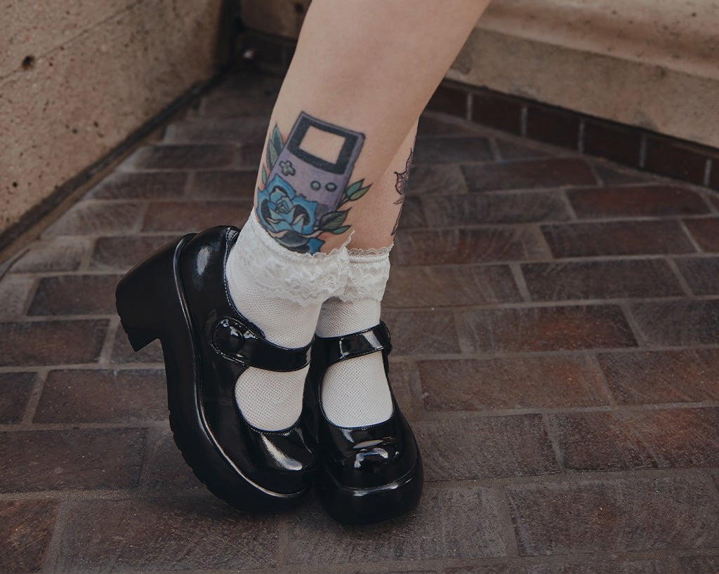 A3218L Black Liquid Bubble Mary Jane Platform - T.U.K. Shoes