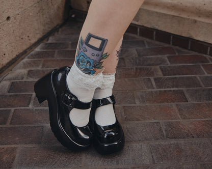 A3218L Black Liquid Bubble Mary Jane Platform - T.U.K. Shoes