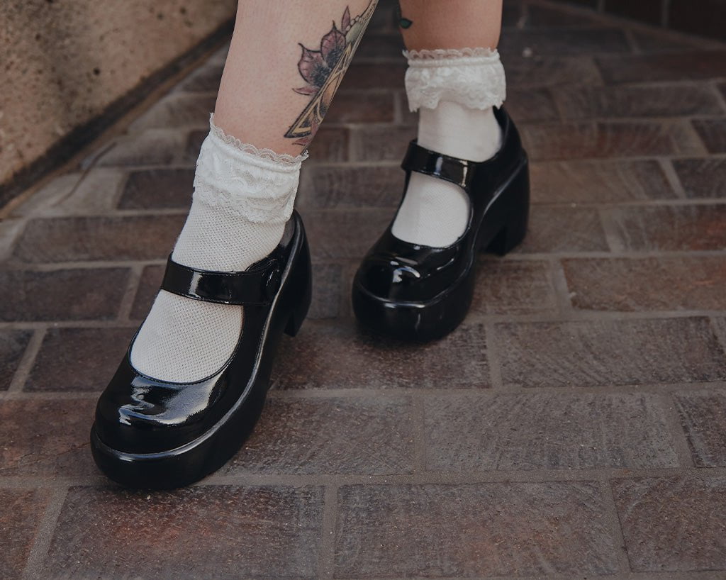 A3218L Black Liquid Bubble Mary Jane Platform - T.U.K. Shoes
