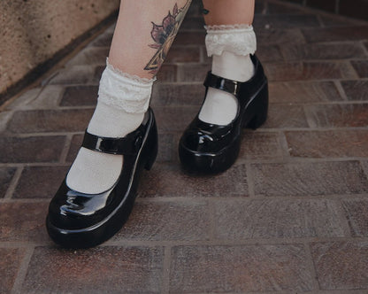 A3218L Black Liquid Bubble Mary Jane Platform - T.U.K. Shoes