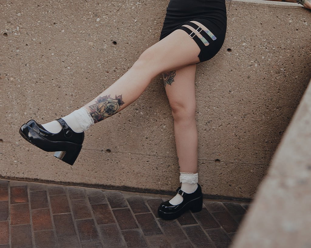 A3218L Black Liquid Bubble Mary Jane Platform - T.U.K. Shoes