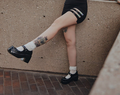A3218L Black Liquid Bubble Mary Jane Platform - T.U.K. Shoes