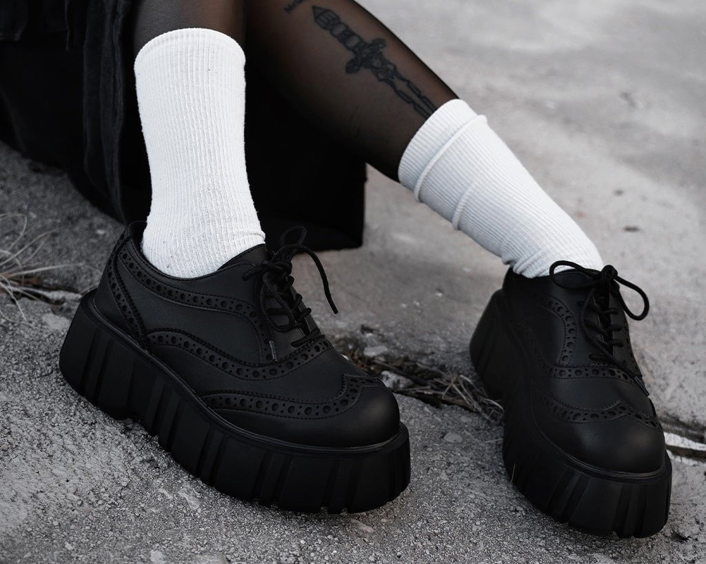 T2337 Black TUKskin™ Anarchic Airship Brogue - T.U.K. Shoes