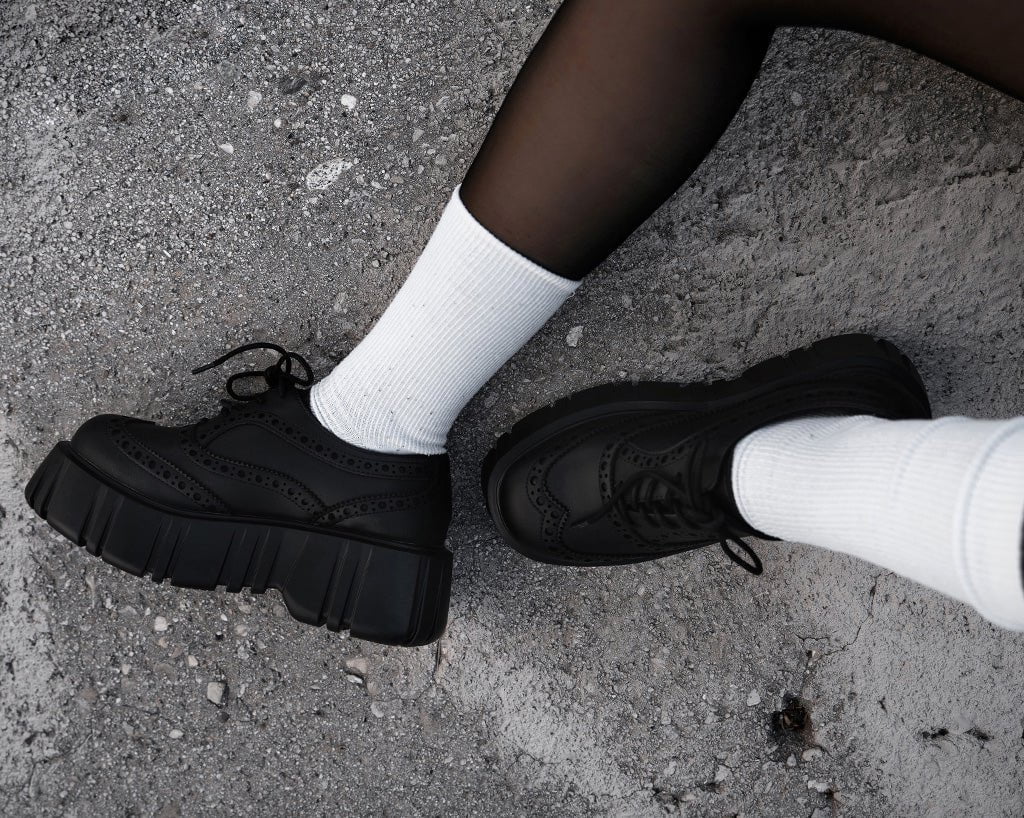 T2337 Black TUKskin™ Anarchic Airship Brogue - T.U.K. Shoes