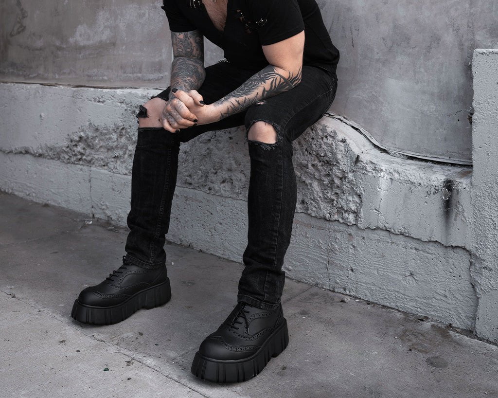 T2337 Black TUKskin™ Anarchic Airship Brogue - T.U.K. Shoes