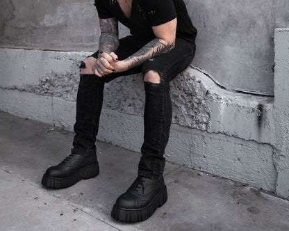 T2337 Black TUKskin™ Anarchic Airship Brogue - T.U.K. Shoes