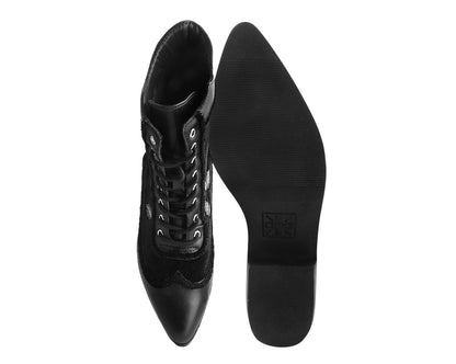 T2313L Black Victorian 8-Eye Rose Pointed Anarchic Heel - T.U.K. Shoes