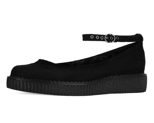 A9416L Black Pointed Ballet Ankle Strap Creeper - T.U.K. Shoes