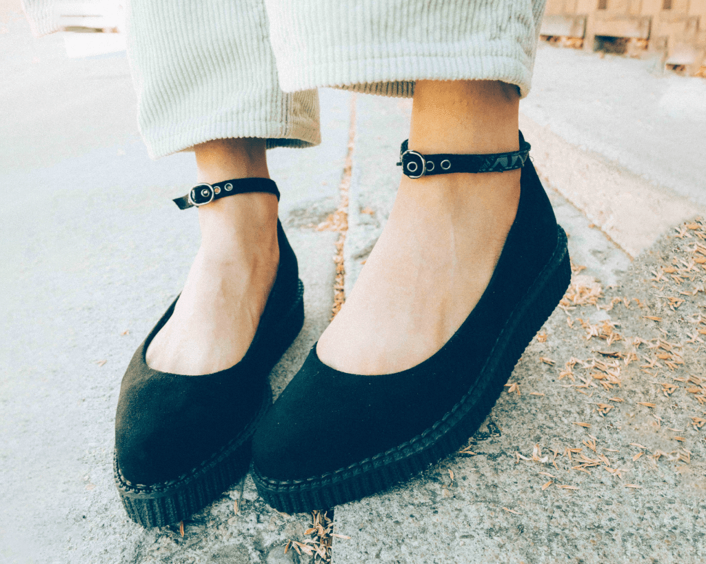 A9416L Black Pointed Ballet Ankle Strap Creeper - T.U.K. Shoes