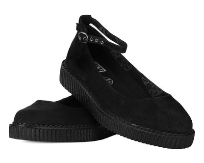 A9416L Black Pointed Ballet Ankle Strap Creeper - T.U.K. Shoes