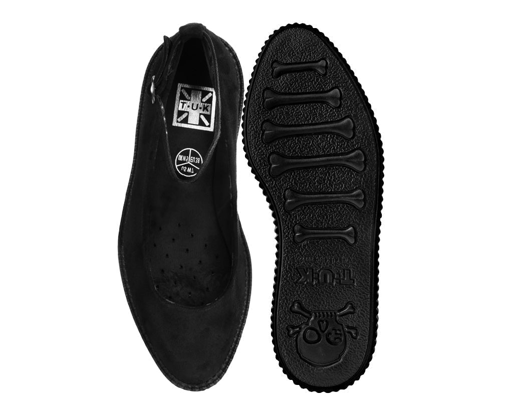 A9416L Black Pointed Ballet Ankle Strap Creeper - T.U.K. Shoes