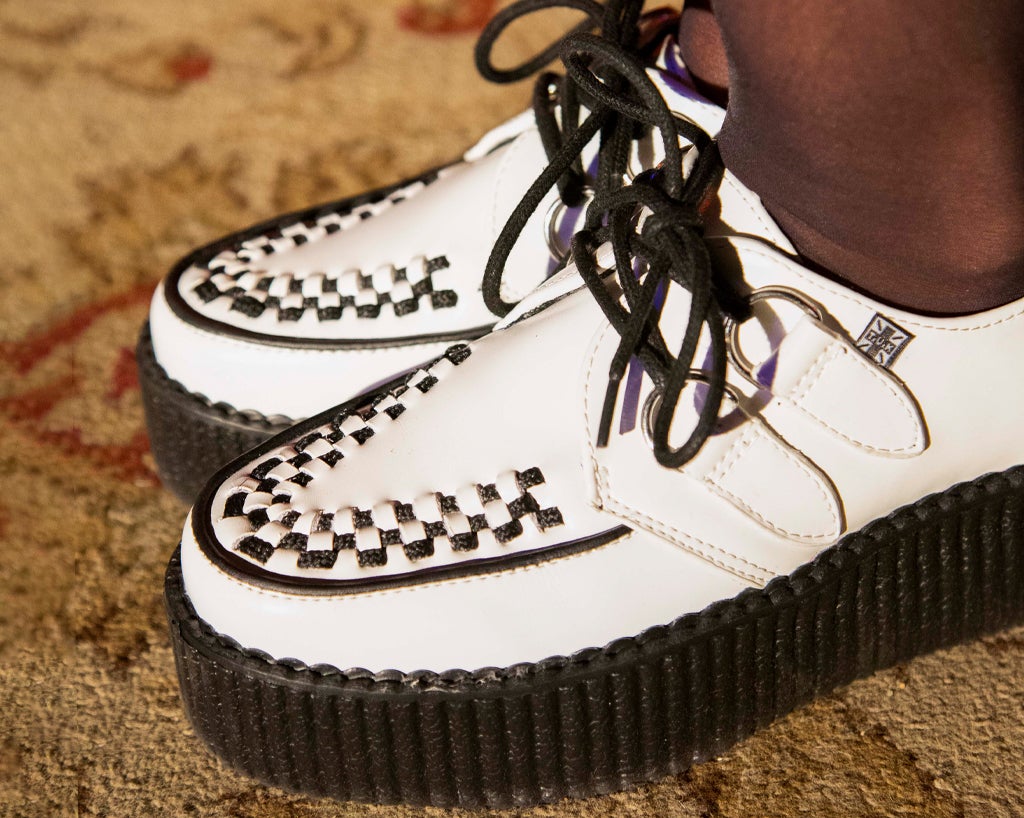 V6803 White Leather Viva Mondo Creeper - T.U.K. Shoes