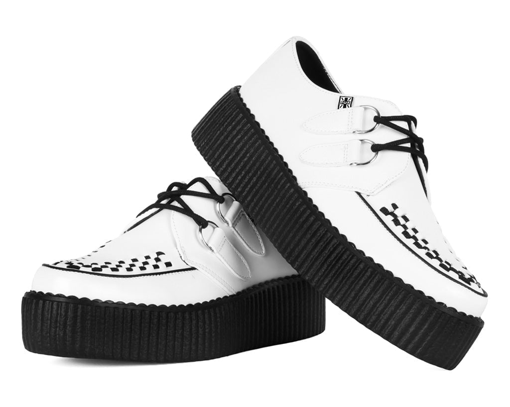 V6803 White Leather Viva Mondo Creeper - T.U.K. Shoes