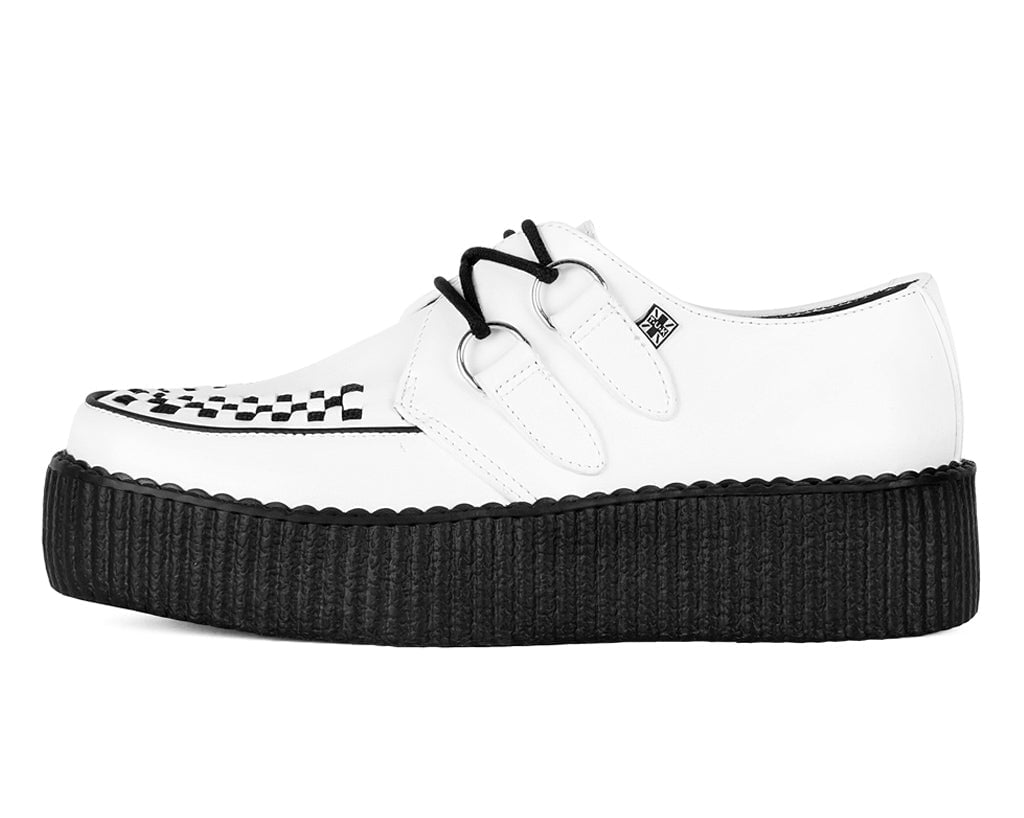 V6803 White Leather Viva Mondo Creeper - T.U.K. Shoes