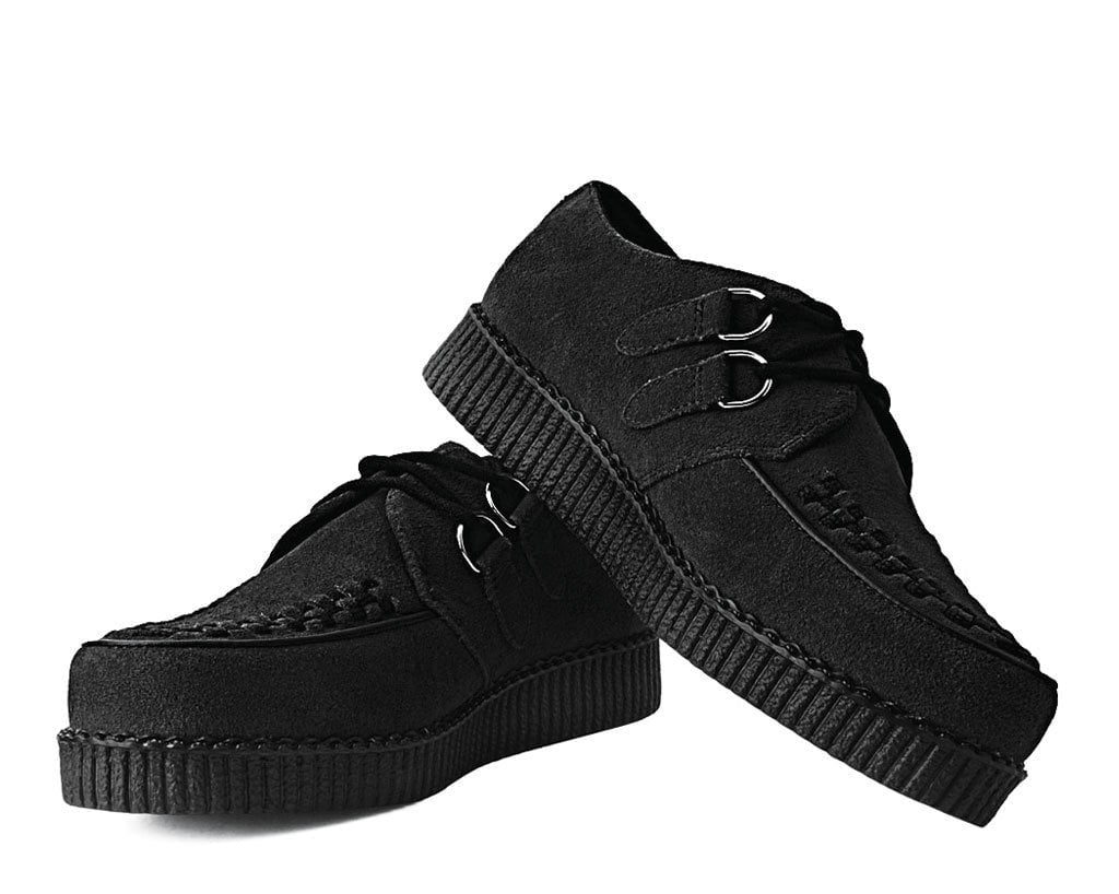 F9779 Black Faux Suede Viva Low Creeper - T.U.K. Shoes