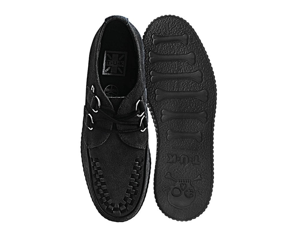 F9779 Black Faux Suede Viva Low Creeper - T.U.K. Shoes