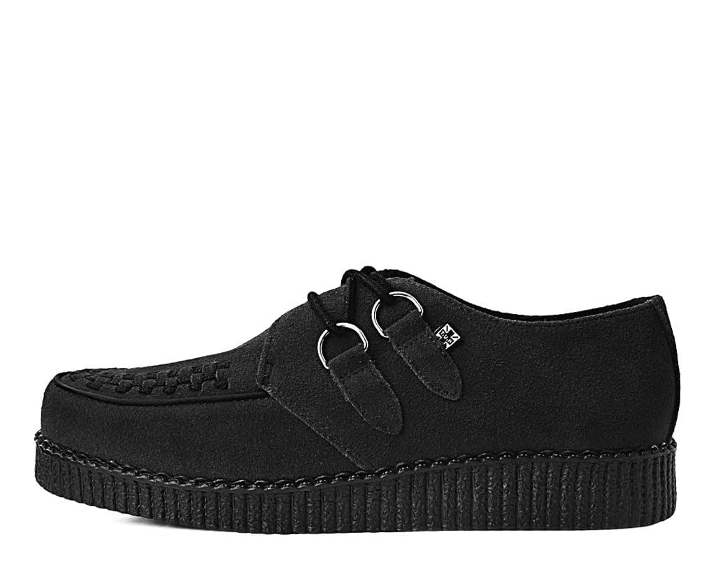 F9779 Black Faux Suede Viva Low Creeper - T.U.K. Shoes