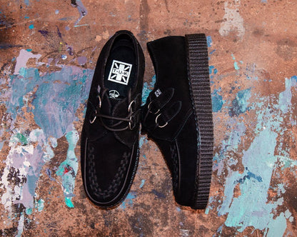 F9779 Black Faux Suede Viva Low Creeper - T.U.K. Shoes