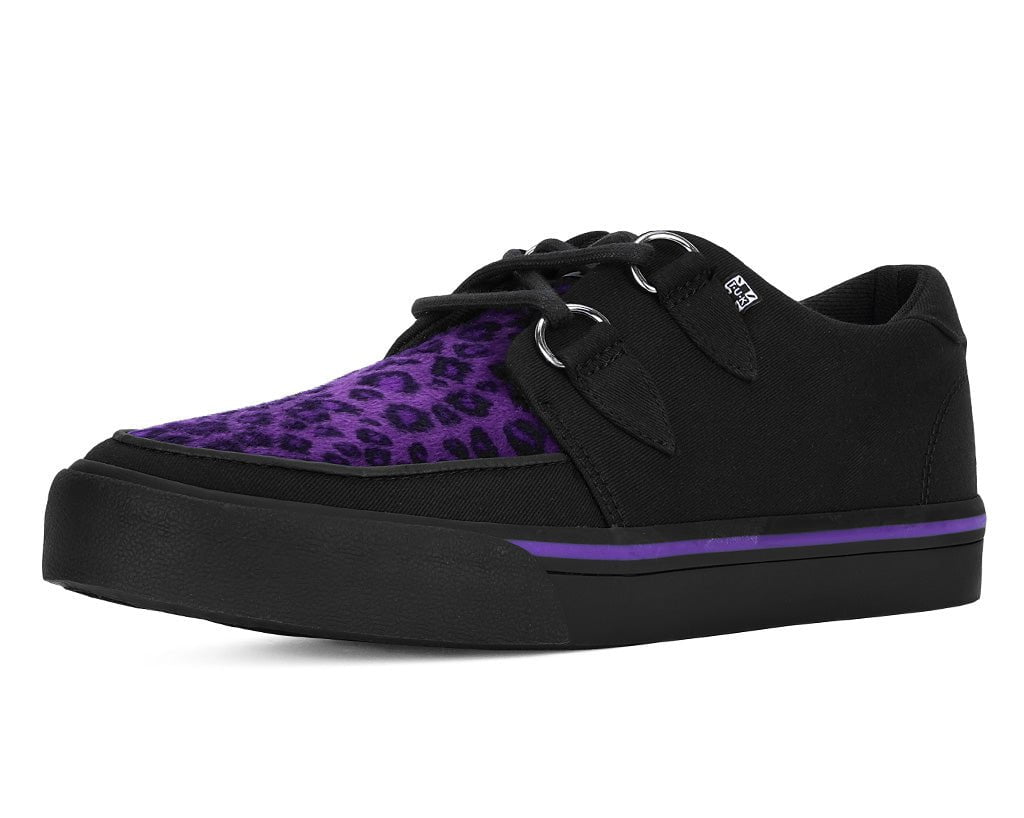 A9690 Black & Purple Leopard D-Ring Sneaker - T.U.K. Shoes