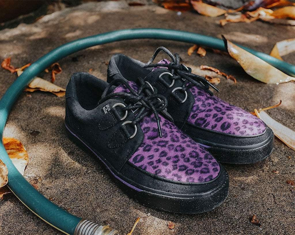 A9690 Black & Purple Leopard D-Ring Sneaker - T.U.K. Shoes