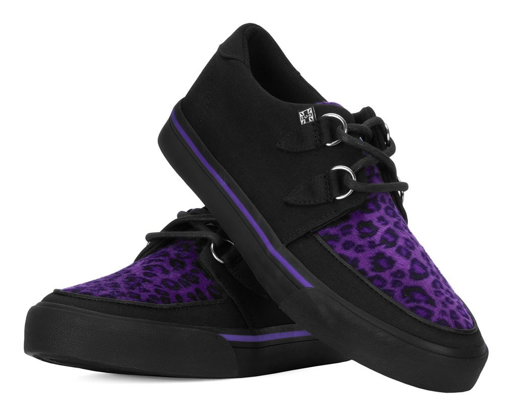A9690 Black & Purple Leopard D-Ring Sneaker - T.U.K. Shoes