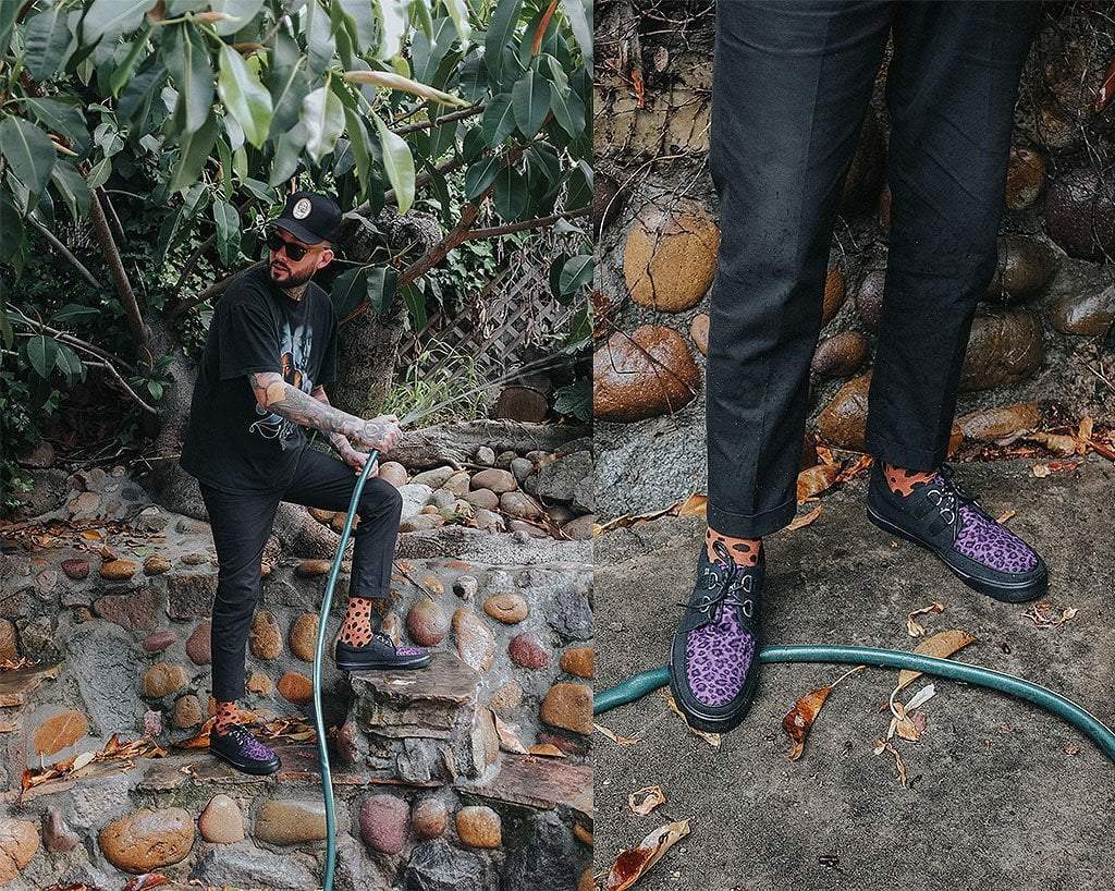 A9690 Black & Purple Leopard D-Ring Sneaker - T.U.K. Shoes