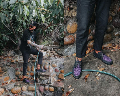 A9690 Black & Purple Leopard D-Ring Sneaker - T.U.K. Shoes
